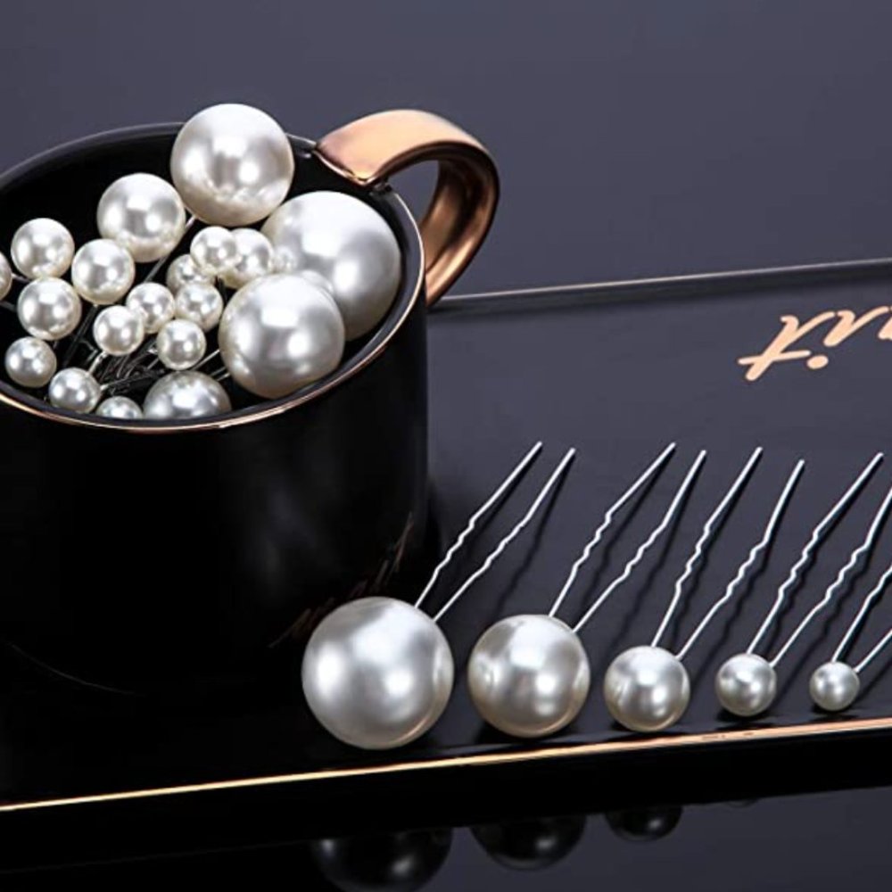 FAUX PEARL HAIR PINS BRIDAL WEDDING SET OF 40 - Picture 6 of 6